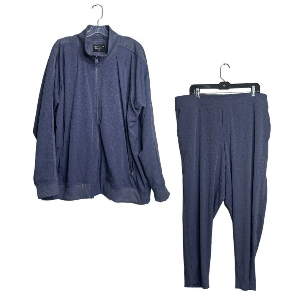 Athleta Brooklyn Textured Tracksuit Zip Jacket 2XL & Ankle Jogger Set 18